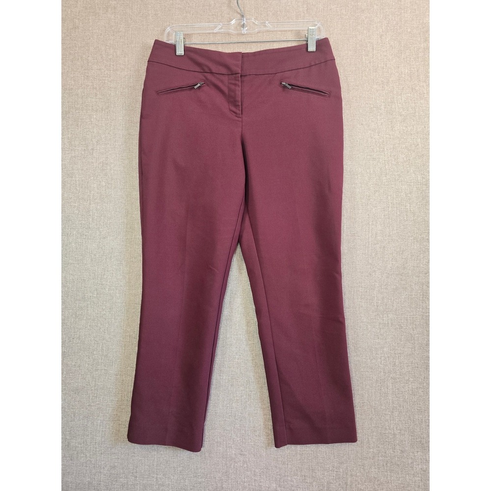 Ann Taylor Petite Curvy Ankle Pants Burgundy Red Zip Pocket 4P 401648